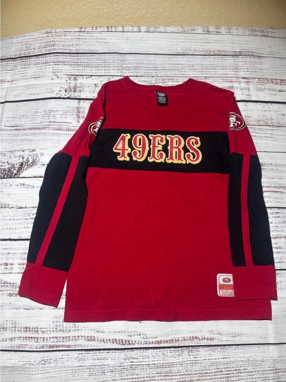 NFL San Francisco 49ers Red and Black Long-Sleeve Tee